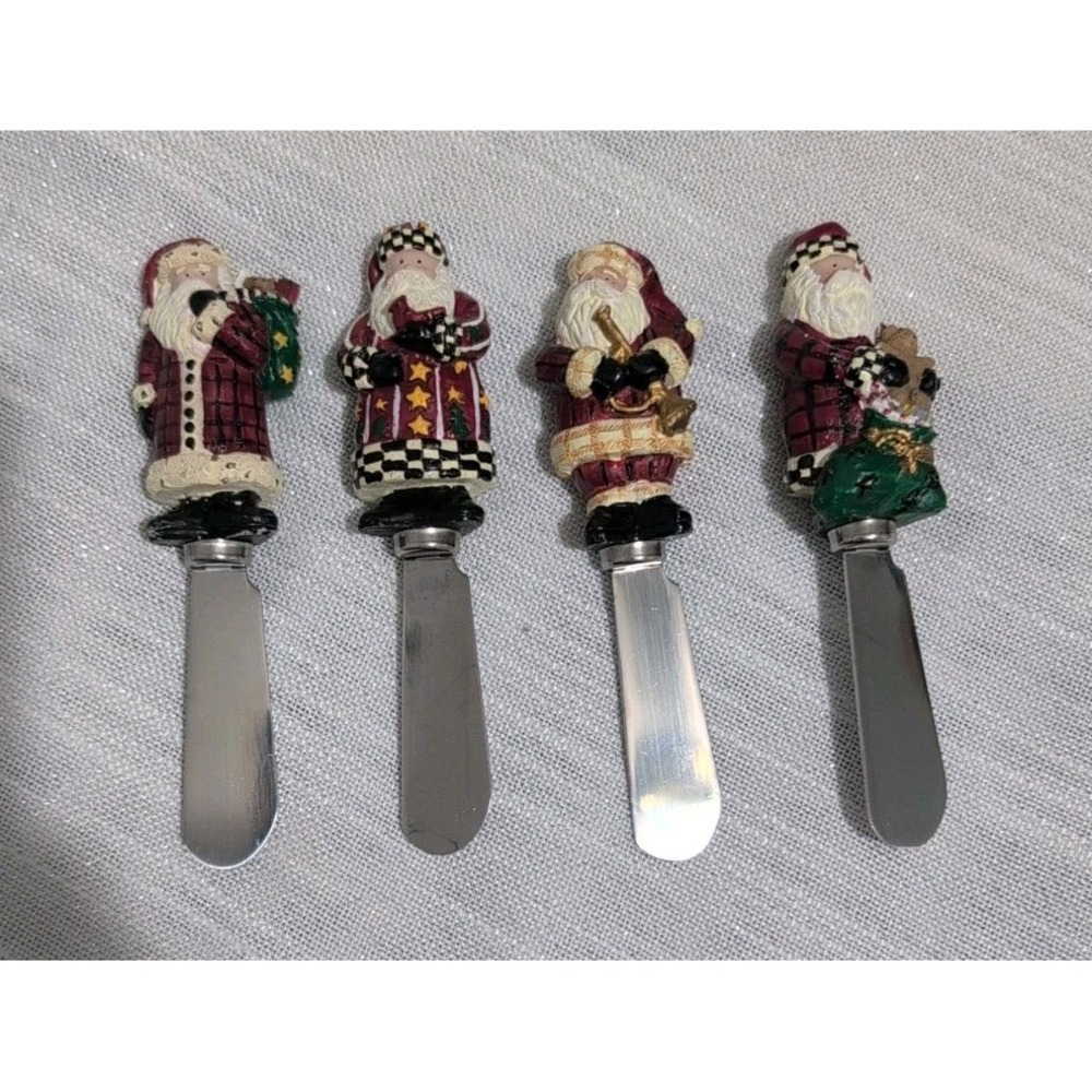 Boston Warehouse Santa Spreader Knives Set of 4 Christmas Holiday‎ Stainless